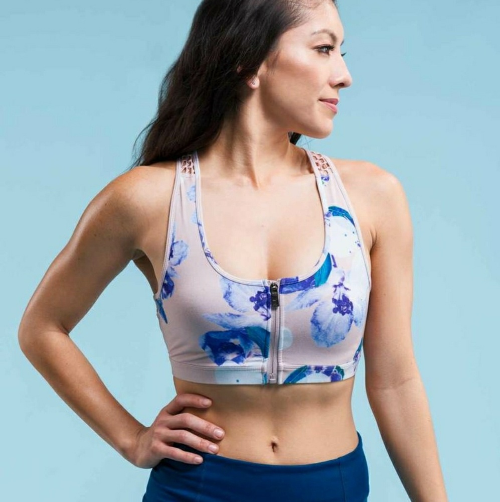 POPFLEX Hold Me Zip Bra - Dusty Blossom NWT